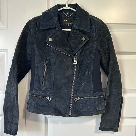 Lucky Brand Leather Suede Moto Jacket - Picture 1 of 8